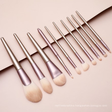 Wholesale Professional 10 pcs Champaign Gold Wood Handle Makeup Brushes High Quality Blending  Makeup Brush Set